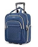 BAGSMART Underseat Carry On Luggage Airline approved,16-inch Small Underseater Softside Travel Suitcase with Wheels Lightweight Overnight Rolling Carry-on Luggage for Women Men Weekender,Dark Blue