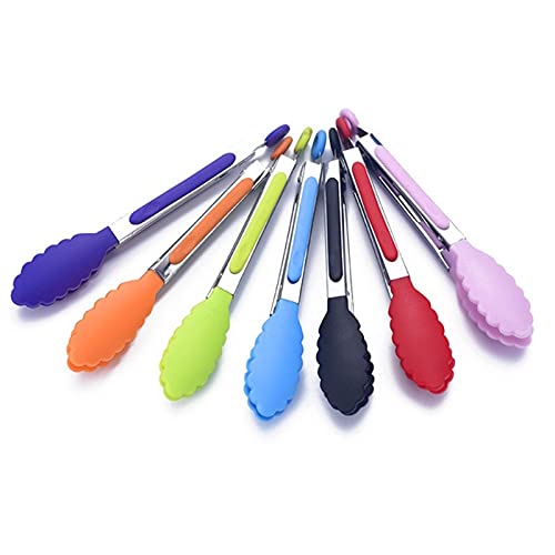 Pinzas de cocina, Pinzas de cocina silicona acero inoxidable Multicolor(Green)