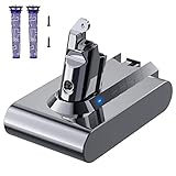 Homesuit V6 Battery,21.6V 4Ah DC59 V6 Battery Replacement for V6 Battery Absolute Animal Motorhead Slim DC58 DC59 DC61 DC62 DC72 DC74 SV03 SV04 SV05 SV06 SV07 SV09 Vacuum Cleaner with 2 Filters