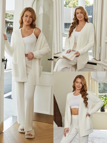 Image of Snuggle Sac Cardigan Sweaters for Women with Pocket Trendy Casual Long Sleeve Tops Open Front Fall Winter Coats