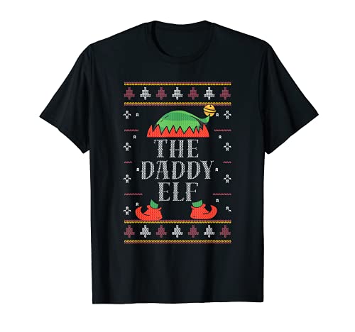 Pijama divertido de grupo de Navidad feo de la familia de los elfos de papá Camiseta