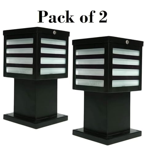 Image of BrighLyt Gate Light for Outdoor Home Gates Waterproof | Outdoor Gate Lamps for Main Gate | Garden Light | Pillar Lights | Boundry Light (Metal Black, GL18, Pack of 2)