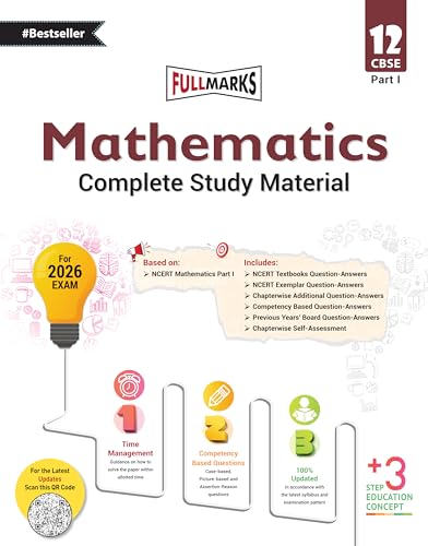 Image of Full Marks Mathematics Part-1 Complete Study Material Class 12 | Based on NCERT Textbook Mathematics (Part 1) and CBSE Syllabus | Includes ... Papers and More | For March 2027 Examination
