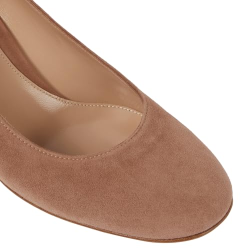 MOOMMO Women Classic Chunky Block Heel Suede Pumps Round Closed Toe Slip On 2" Low Thick Heels Dress Shoes Matte Patent Spring Fashion Office Ladies Work Pump Basic Shoe Elegant Wedding 4-11 M US3