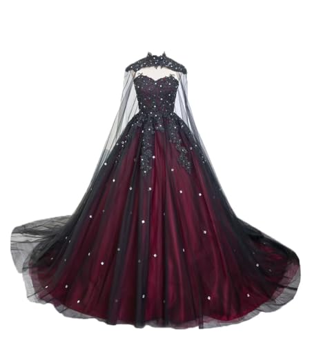Ftupza Tulle Red Black Wedding Dresses for Bride Beading Lace Wedding Gown Luxury Sweetheart Long Bridal Gown