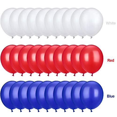 Tecunite 100 Pcs Red White Blue 13 Inch Latex Balloons Colorful Round Balloons for 4th of July Decorations Independence Day Patriotic Wedding Birthday Party Decoration