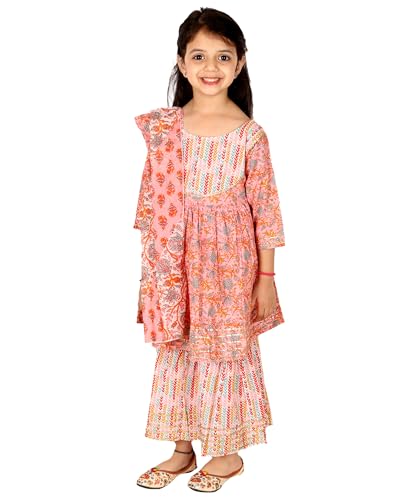 Image of Chandrakala Kids Kurta Sharara with Dupatta for Girls(KG118)