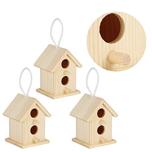 Meiyya Unfinished Birdhouse To Paint For Birdwatching With Perch, Moistureresistant Bird Nests, 3Pcs Birds Supplies Wooden Bird House For Swallows Birds, Outdoor Hanging #TOP7