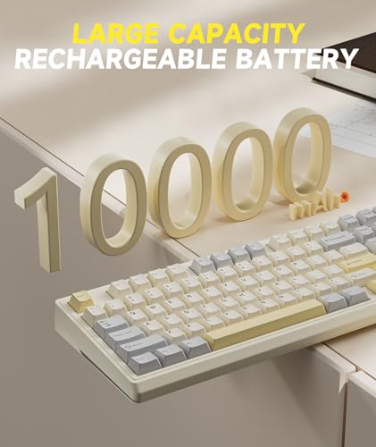 Image of SOLAKAKA KI99 Pro 96% Wireless Gaming Keyboard, RGB Creamy Keyboardw with Knob, Hot-Swappable Pre-Lubed Switches, Gasket Structure Mechanical Keyboards (Beige-White, Non-Silent Version)