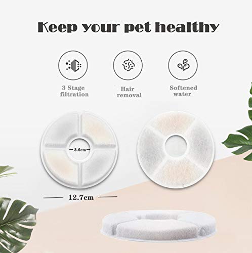 Sunwuun Cat Water Fountain Filters,Pet Dog Fountain Replacement Filters with Resin and Active Carbon for Automatic Flower Water Dispenser Drinking Fountain (10Pack) - Image 8