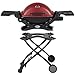 Produktbild Weber 51040001 Q1200 Liquid Propane Portable Grill Red Bundle with Weber Q Portable Cart for Weber Q 1000 / Q 2000 Grill Black