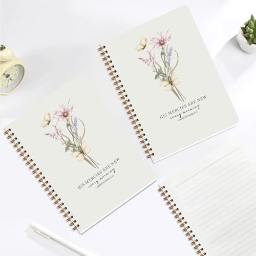 Image of MQBMQB 2Pcs Bible Christian Journals Floral Spiral Notebooks for Women Note Taking, Travel Journal for Writing, Bible Verse Notebook College Ruled, Christian Gifts for Women (8.3x5.8inch)