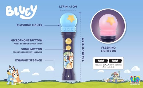 Image of Bluey Toy Microphone for Kids with Music and Lights, Ideal Toddler Toys