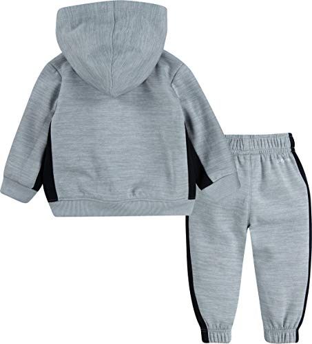 Nike Boy`s Therma Fleece Full Zip Hoodie & Jogger Pants 2 Piece Set (Pure Platinum(86F417-K53)/Heather, 6)2