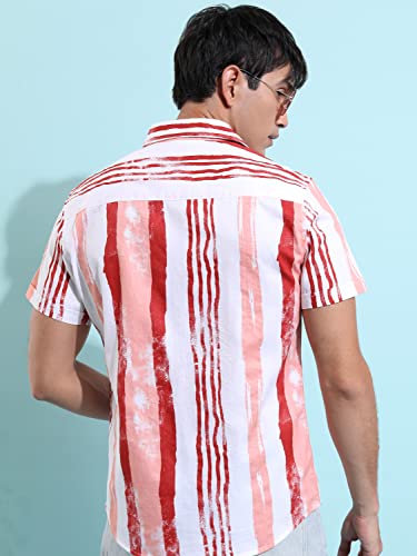 Image of KETCH Men Regular Fit Striped Half Sleeve Shirt