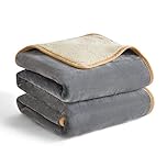 LE SURE Waterproof Dog Blanket Washable - 100x80cm Fleece Pet Blanket For Medium Dogs and Cats, Personalised Kitten Throw Protects Bed and Sofa with Soft Plush, Grey
