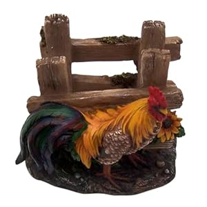 Farmyard Charm: Rooster with Fence Napkin Holder - 5.25-Inch Farmhouse Kitchen Accent Farmyard Charm Rooster with Fence Napkin Holder 525 Inch Farmhouse Kitchen Accent