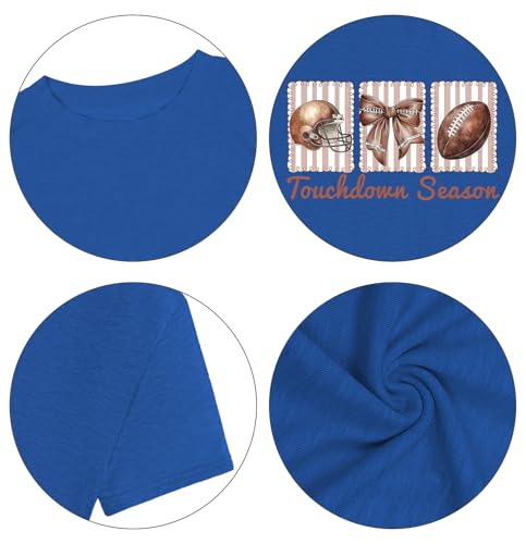 Image of Football Mom Shirt Women-Cute Touchdown Season T-Shirts Game Day Mama Short Sleeve Funny Football Tee Top