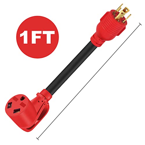 4 Prong To 30 Amp Rv Generator Adapter Cord With Grip Handle,L14-30P Twist Lock Male To Tt-30R Female,1Ft 10Awg Heavy Duty Stw For Generator To Rv Trailer Camper #TOP3