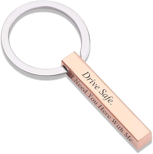 Miniatura 2 de Enni of York Llavero personalizado de acero inoxidable para hombre, barra 3D personalizada, para padres, plata, plateado