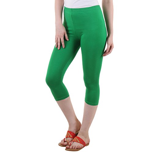 Image of DIAZ Women Cotton Stretchable Capri | Slim /Regular Fit | Breathable Yoga, Gym & Lounge Wear | High-Waist Stretchable 3 /4 Length Leggings with Wide Waistband - Pack of 1
