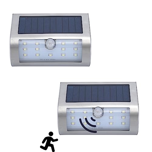 Luces solares de Pared con Sensor de Movimiento para Exteriores, IP44, Impermeables, LED, inalámbricas, de Seguridad, para Puerta de Entrada, Patio, escaleras, Garaje y jardín (Paquete de 2)