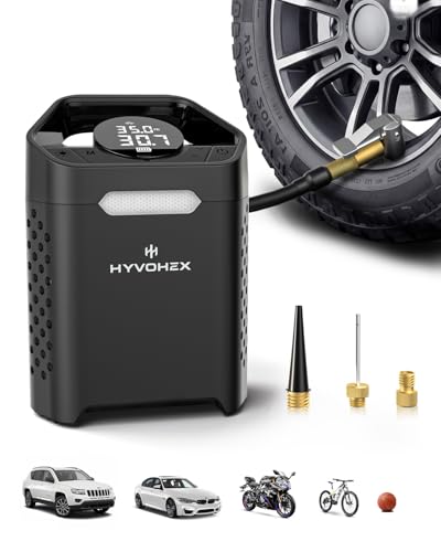 Heavy-Duty 160 PSI Tire Inflator Portable Air Compressor, 1 Min Fast Inflation Cordless Portable Air Pump with Digital Pressure Gauge & LED Light, Electric Tire Pump for Car, SUV, Bike, Ball