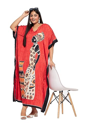 Image of Oussum Women Kaftan Plus Size Polyester Summer Lightweight Caftan Swimsuit Cover Ups Maxi African Mumu Lounge House Dress