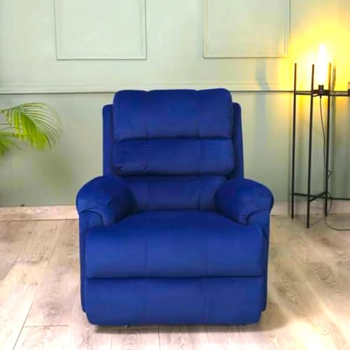 Image of Solis Royale 1 Seater Recliner Sofa Chair | Motorized Recliner Lounge Sofa Chairs for Relaxing | Comfortable Cushioned | Living Room, Bedroom, Office (Hush Puffy - Blue, Hush Puffy - Fabric)