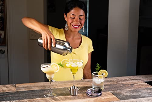 Stock Harbor Stainless Steel 30 Ounce (887 Milliliter) Double Wall Cocktail Shaker Vacuum Insulated Tumbler And Shaker Top; Matte Polished #TOP3