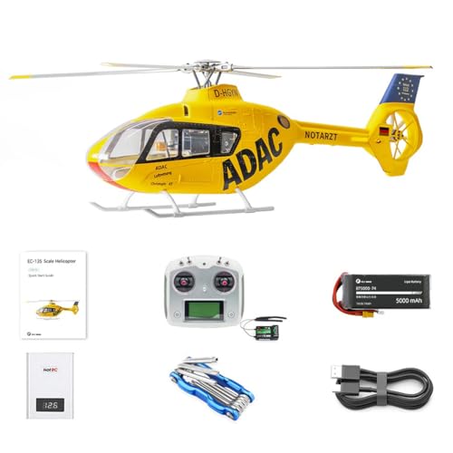PrecisionX FLYWING EC135 470-Class RC Helicopter Model for 16+, H1 Flight Controller with Beidou GPS, Professional 6CH 2.4G Remote Control Helicopter(RTF Version)