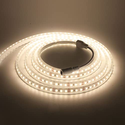 XUNATA LED Strip Light, 4500K Natural White LED Rope Lights Outdoor Silicone Waterproof SMD 2835 LED Strip,DC24V 1.64ft Super Bright LED Light Strip for Lighting(Include Power Adapter&Dimmer)