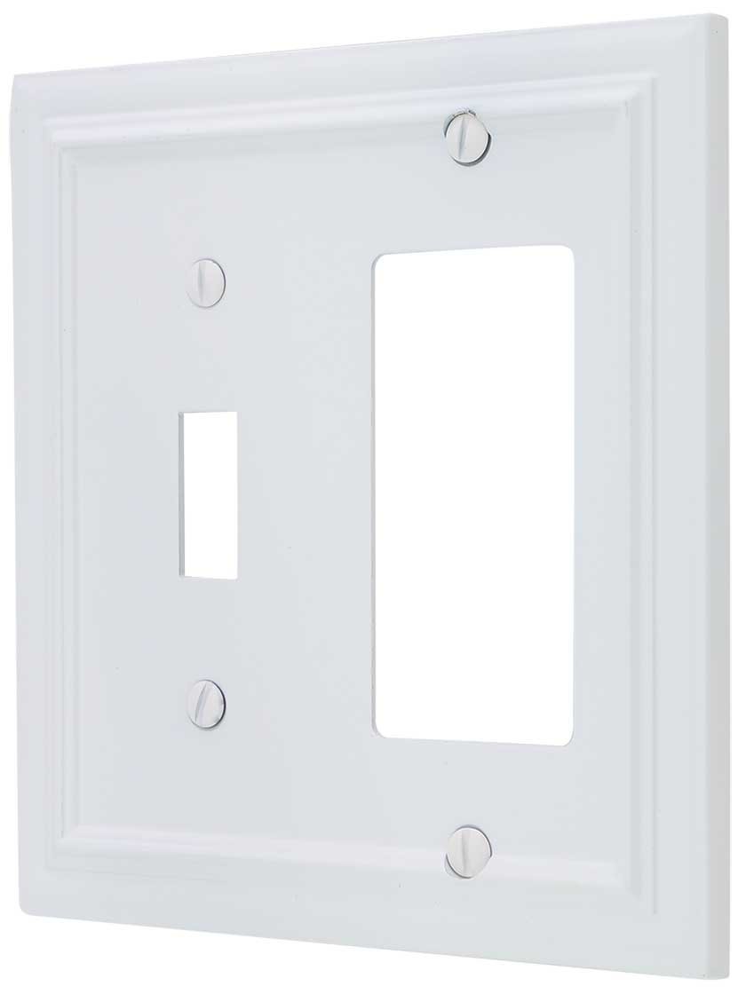 Amerelle 94TRW Continental Wallplate, 1 Toggle / 1 Rocker, Cast Metal, White, 1-Pack