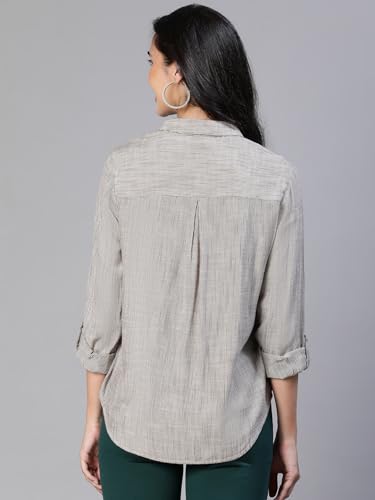 Image of oxolloxo Women's Striped Regular Fit Shirt