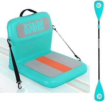 niphean Inflatable Kayak Seat with Back Support&niphean Green 4-Piece Kayak Paddle