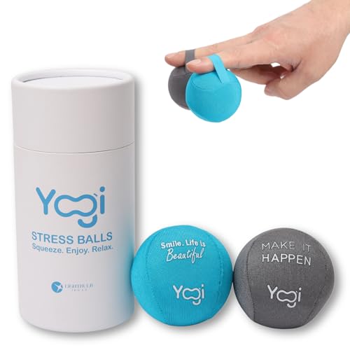 Image of Yogi Stress Ball, Finger Strap, Stress Relief, Squeeze Ball for Anxiety | Hand therapy, grip strength, sensory fidget toy, stress ball for adults and kids, school work travel, ADHD, anxiety