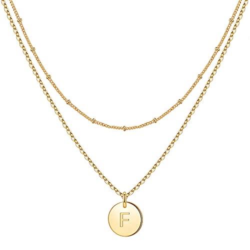 IEFWELL Layered Gold Necklaces for Women, 14K Gold Filled Initial Necklaces Gold Letter Necklaces for Women Teens Girls Necklaces Initial Jewelryï¼ˆFï¼‰