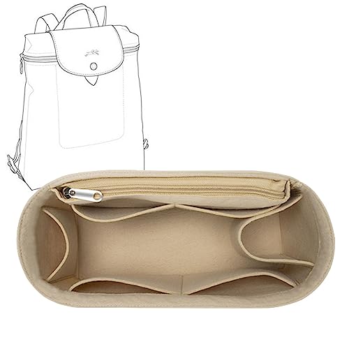 Lckaey Borsa zaino organizzatore per longchamp le pliage zaino Feltro Borsa inserto Multi Pocket 1013beige