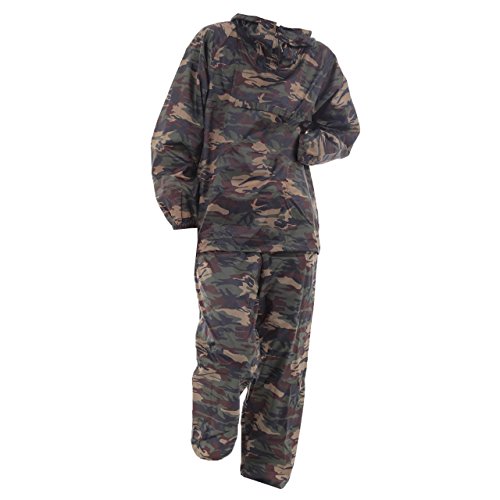 [エコライドワールド] ヤッケ 上下 ウインドブレーカー 迷彩 防風 メンズ レディース 作業着 撥水 ナイロンヤッケ パーカー (M, 迷彩) raincoat_025