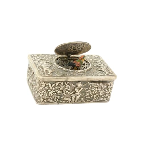 Wkabnkn Caja De Música Mecánica Antigua Con Marco De Aleación Hecho A Mano Y Patrón En Relieve, Decoración Del Hogar, Regalo Automático, Caja De Música De Pájaro Cantante