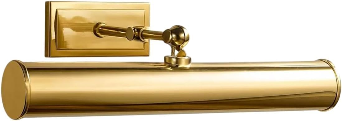 Antique Brass Picture Light - Mid Century Hardwired Wall Mount Display Light for Paintings - Adjustable Arm Rotating Shade Wall Sconce For Gallery, Photos, Living Room (Antique Patina, 12 Inches)