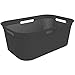 Rotho Brisen Kosz na pranie 40 l, z 4 uchwytami, tworzywo sztuczne (PP), nie zawiera BPA, ciemnoszary, 40 l (59,6 x 39,6 x 23,2 cm)