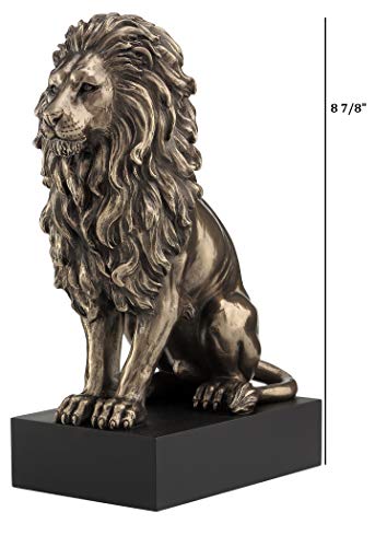 Veronese Design 8.86 Inch Tall Lion Sitting On Plith Sculpture Collectible Figurine #TOP2