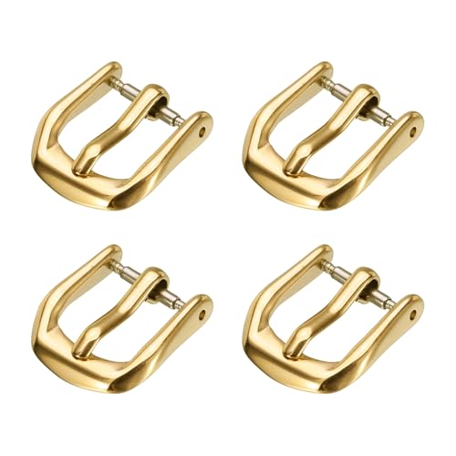 QUARKZMAN 4 Stück Uhrenschnalle 20mm Uhrenarmbandverschluss Ersatzschnalle Armbandschließe Edelstahl für Leder Silikon Nylon Canvas Uhrenarmbänder Verlängerung Uhren Armband, Gold