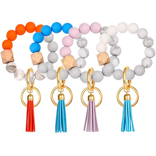 Phalin Silicone Keychain Bracelet For Women (Orange+Blue+Purple+Grey) #TOP11