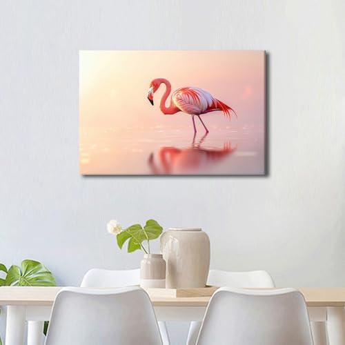 Décoration murale flamant rose tableau moderne encadré
