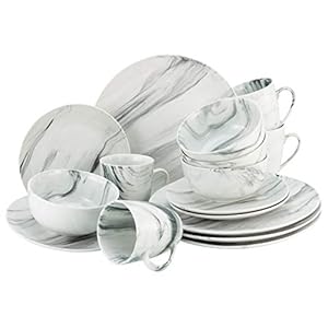 CreaTable, 22775, MARBLE serie, combinatiedienst 16 stuks, Porselein