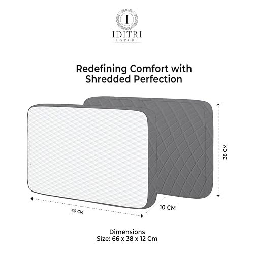 Image of Premium Memory Foam Pillow, Ergonomic Support for Deep Sleep, Shredded Core with Breathable Jacquard Removable Cover, White Grey, 66 x 38 x 12 cm Home Bedding Alignment Relief Aid