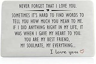Adisno Engraved Wallet Insert Card, Anniversary Card Gifts for Him, I Love You Gifts for Him, Wallet Insert Love Note Card, Wedding Anniversary Birthday Gifts for Boyfriend Husband Girlfriend Wife