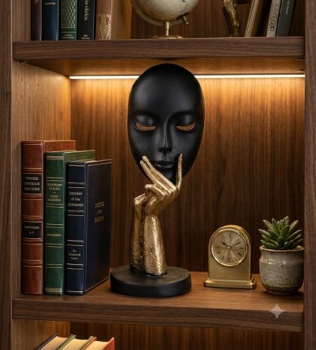 Generic Abstract Face Sculpture Decorative Showpiece with Golden Hand - Image 6